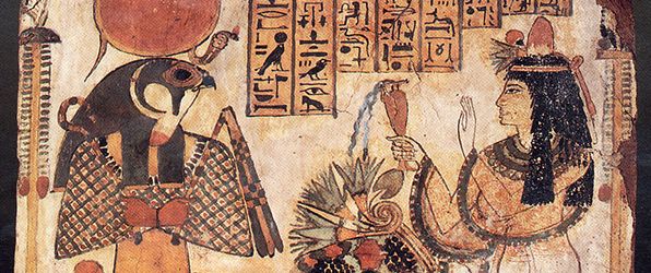 This painting (ca. 950-700 BC) rich in symbolism, with sections of hieroglyphic text