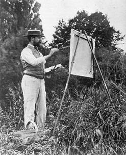 John Singer Sargent painting outside or <i>plein air</i>, in the tradition of the Barbizon School and Claude Monet.