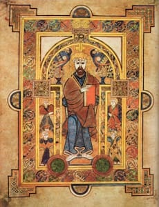 The <i>Book of Kells</i> (c. 800). Produced by three anonymous monks (known simply as Hand A, Hand B, and Hand C) it is considered a masterwork of Western calligraphy.