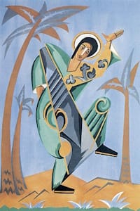 <i>Costume design for St John</i> (1915). Russian avant-gardist Natalya Goncharova's designs were strongly influenced by Byzantine mosaics.