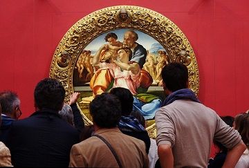 <i>Doni Tondo (Holy Family)</i> (1504) as it is now presented to masses of visitors in the Uffizi Gallery in Florence