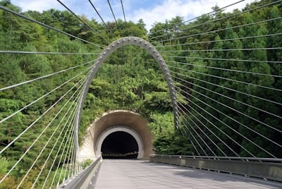 The Miho Museum, Kōka, Japan (1997). Built into the side of a mountain, Pei fully unified the building with its natural setting. Pei called the project his “Shangri-La”.