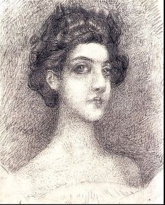 Vrubel's charcoal <i>Portrait of Nadezhda Zabela-Vrubel</i> (1904)