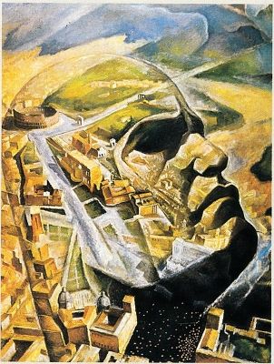 Alfredo Ambrosi: Aeroritratto di Mussolini aviatore (aerial portrait of Mussolini) (1930)