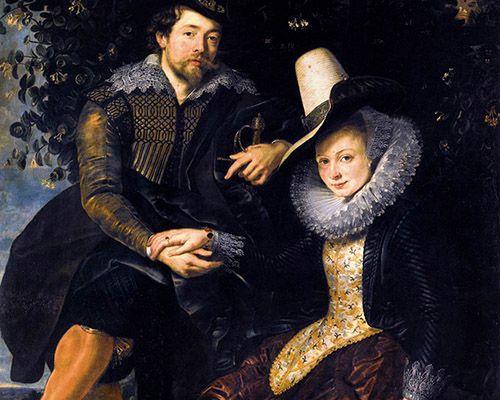 Self-Portrait with Isabella Brandt, his first wife, in the Honeysuckle Bower (1609)